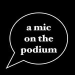 Podcast a mic on the podium