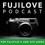 Logo of the podcast FujiLove - All Things Fujifilm. A Podcast for Fuji X and GFX Users.