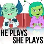 Logo of the podcast He Plays She Plays Podcast He Plays She Plays