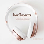 Logo of the podcast HerTwoScents-a show that profiles and explores raw perfume materials Podcast HerTwoScents-a show that profiles and explores raw perfume materials