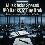 Logo of the podcast Musk Asks SpaceX IPO Banks to Buy Grok Podcast Musk Asks SpaceX IPO Banks to Buy Grok