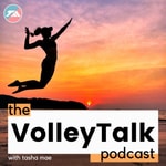 Logo of the podcast THE VOLLEYTALK PODCAST: Beach Volleyball Conversations with Tasha Mae 